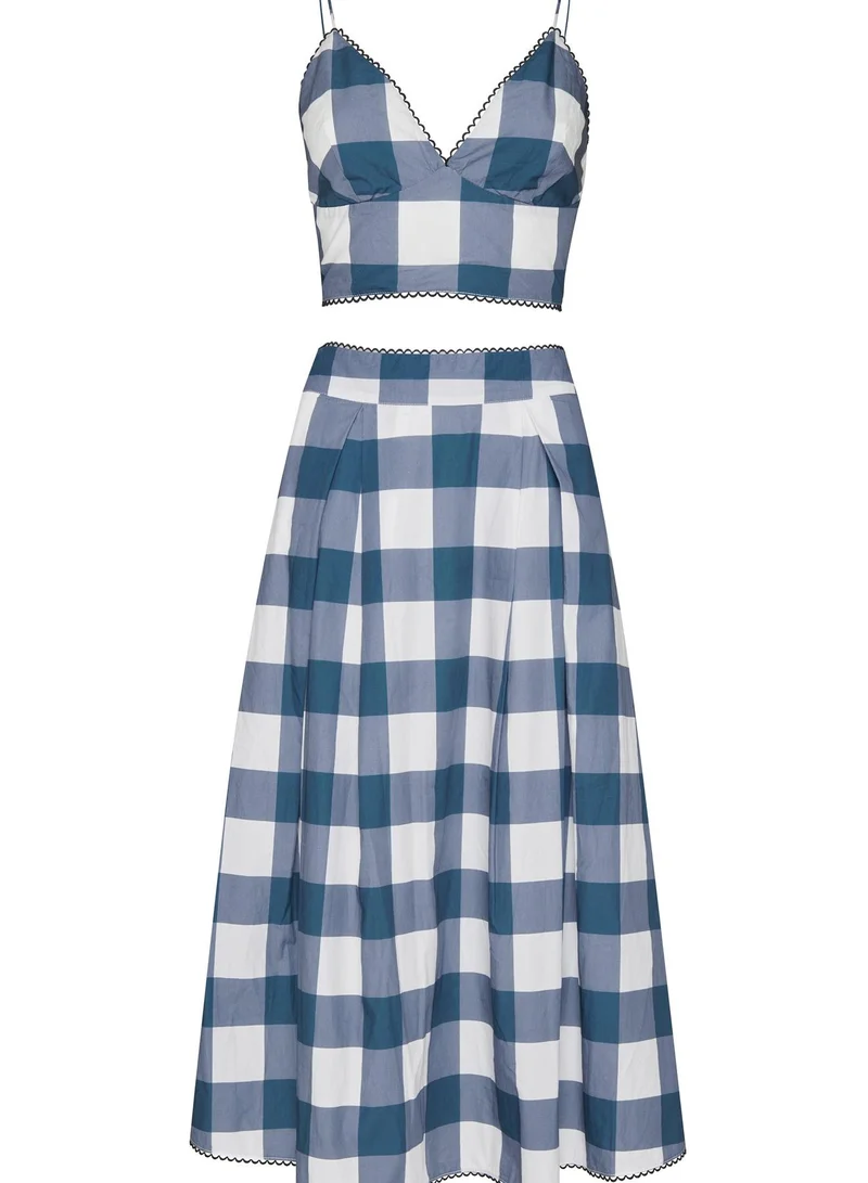 ترو ديكادينس Petrol Blue Check Cropped Top