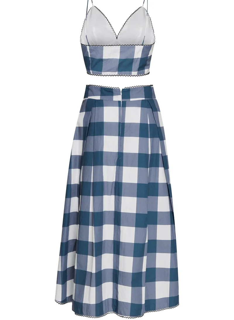 ترو ديكادينس Petrol Blue Check Cropped Top