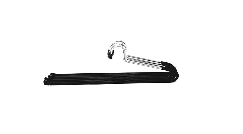 Amenshree 24 Steel Saree Hangers with Black Virgin PVC Tube Coating for Wardrobe, Usefull for Shirts Pants and Sarees Pack of 24 Pieces, Anti Slip PVC Black Hangers - Image 1