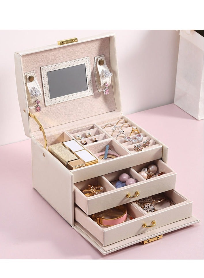 general Large Jewelry Box Organizer PU Leather Drawer Jewellery Boxes Velvet Earring Ring Jewelry Storage Case - Image 3
