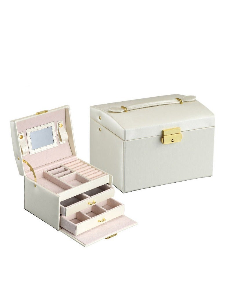 general Large Jewelry Box Organizer PU Leather Drawer Jewellery Boxes Velvet Earring Ring Jewelry Storage Case - Image 1