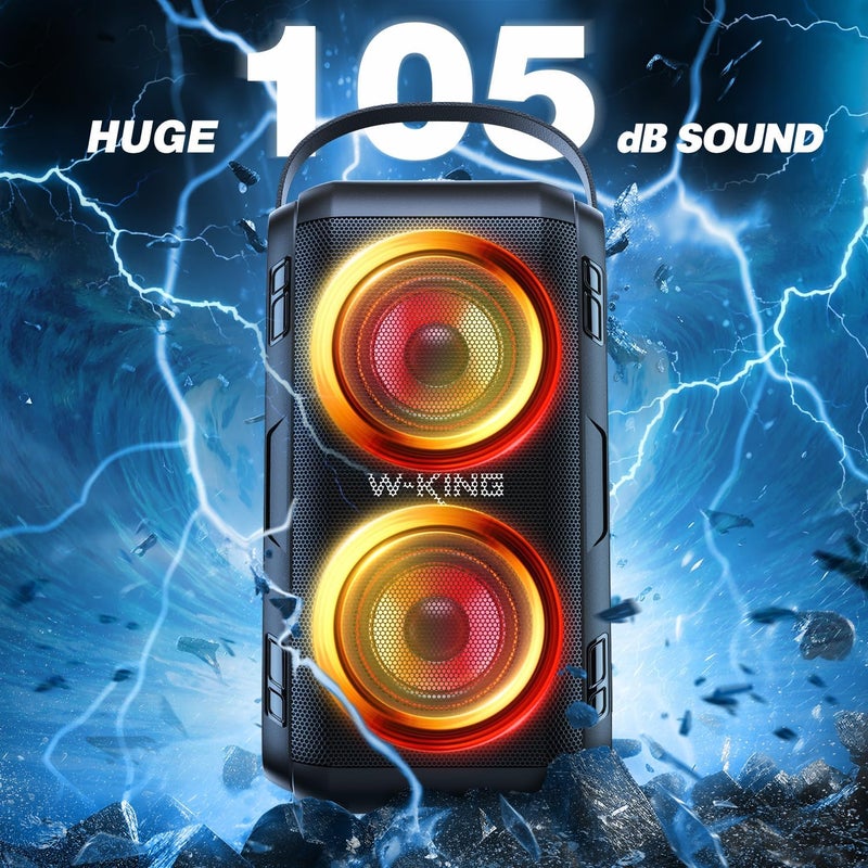 W-KING مكبر صوت محمول W-KING 80W للحفلات الخارجية مع بلوتوث لاسلكي وباس قوي وأضواء - Image 3