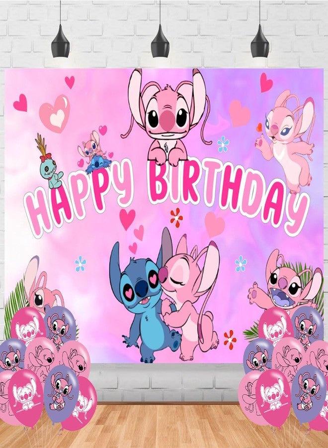 PINUO Pink Angel Birthday Party Supplies Backdrop 5x3 Cute Pink Angel Happy Birthday Background Photography Angel Party Decorations Banner Photo Booth Props - Image 2