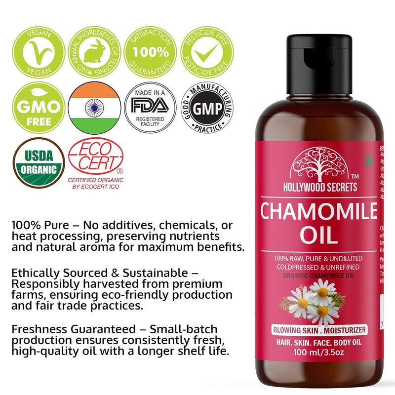 Hollywood Secrets Chamomile Oil Pure Cold Pressed 100ml - Image 3