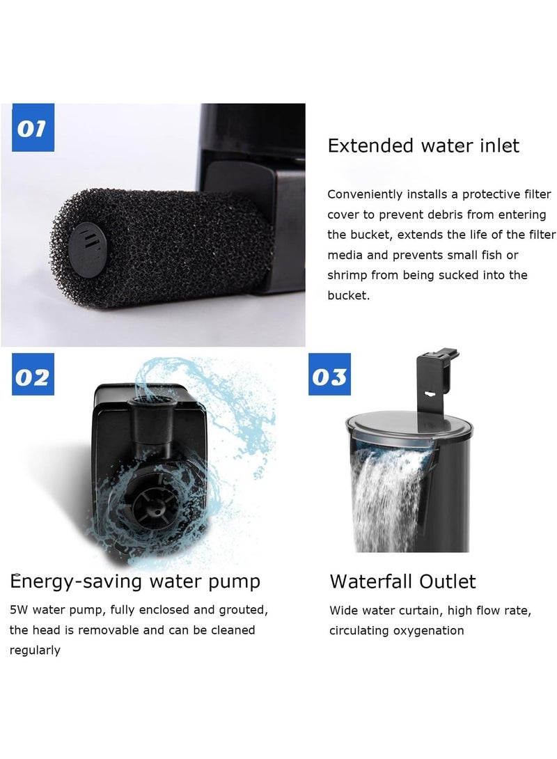 GMORO Fish Tank Filter, Submersible Pump System for 5 to 40 Gallon Aquariums, Ultra Silent Waterfall Filter for Turtle Tanks - Image 3