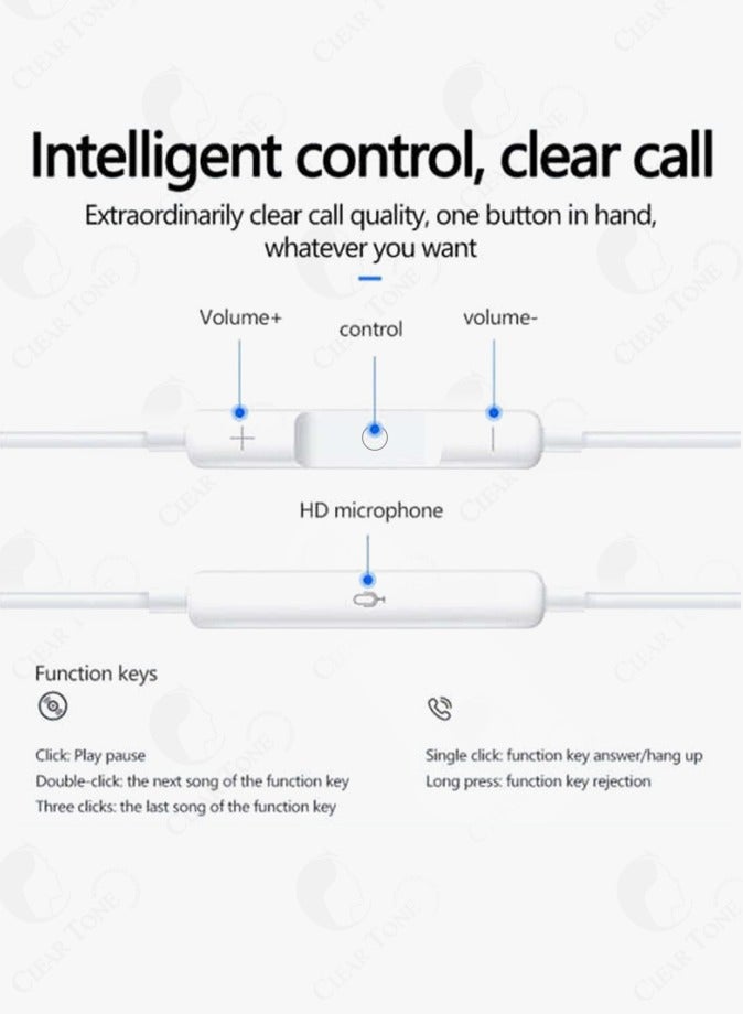 بيلك سماعات أذن من النوع C فاخرة مع ميكروفون l جهير عميق l صوت نقي للغاية l عزل الضوضاء l سلك متين بطول 1.2 متر وملائم بشكل مريح للاستخدام طوال اليوم - Image 5
