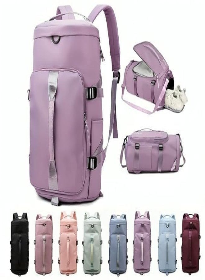 SIMESTICH 2-in-1 Travel Duffel Bag & Gym Backpack - Multicolor Lilac Sports Bag with Shoe Compartment & Yoga Mat Holder Lightweight, Water-Resistant Duffle for Travel, Gym, Fitness