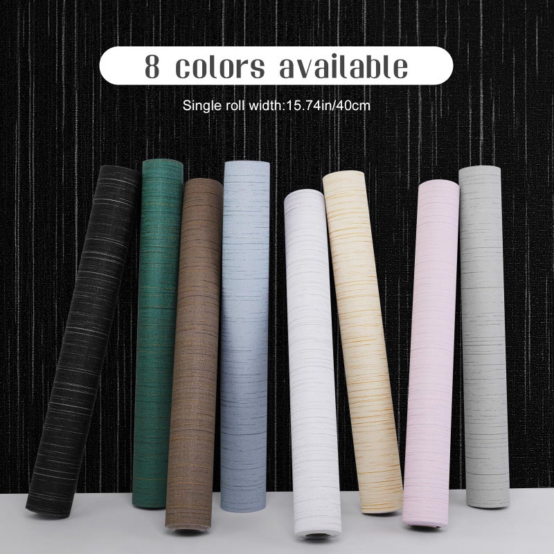 Qianglive Black Grasscloth Peel and Stick Wallpaper - 15.7"x120" Vintage Texture Removable Waterproof Wall Paper for Room Walls, Cabinets, Furniture, Drawers, Desk - Image 2