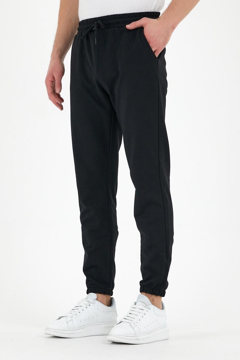 mmetalic Black Men's Sweatpants with Labels, Back and Side Pockets, Regular Fit Elastic Legs.  - Image 3