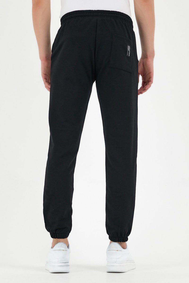 mmetalic Black Men's Sweatpants with Labels, Back and Side Pockets, Regular Fit Elastic Legs.  - Image 5
