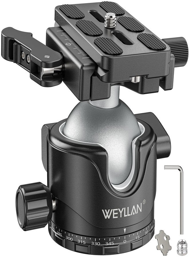 WEYLLAN EH46L Tripod Ball Head with Lever Release, 46mm Low Profile Heavy Duty Ball Head Mount with Arca Swiss Quick Release Plate for Camera Tripod Monopod DSLR Camcorder Telescope,Max Load 44lb/20kg - Image 1
