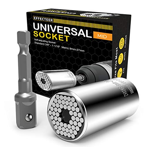 EFFECTEER Universal Socket, Self-adjusting Socket Fits Standard 3/8'' - 1-1/16'' Metric 9mm-27mm, Adapter Socket for Wrench Ratchet & Power Drill, Tools Gifts for Men Him Husband Dad Father DIY Handyman Women - Image 1