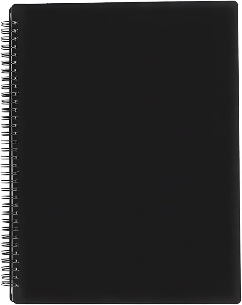 A4 Music Organizer With Treble Clef, 40 Non-Glare Pages, Spiral Bound For Musicians, Black Cover - Image 1
