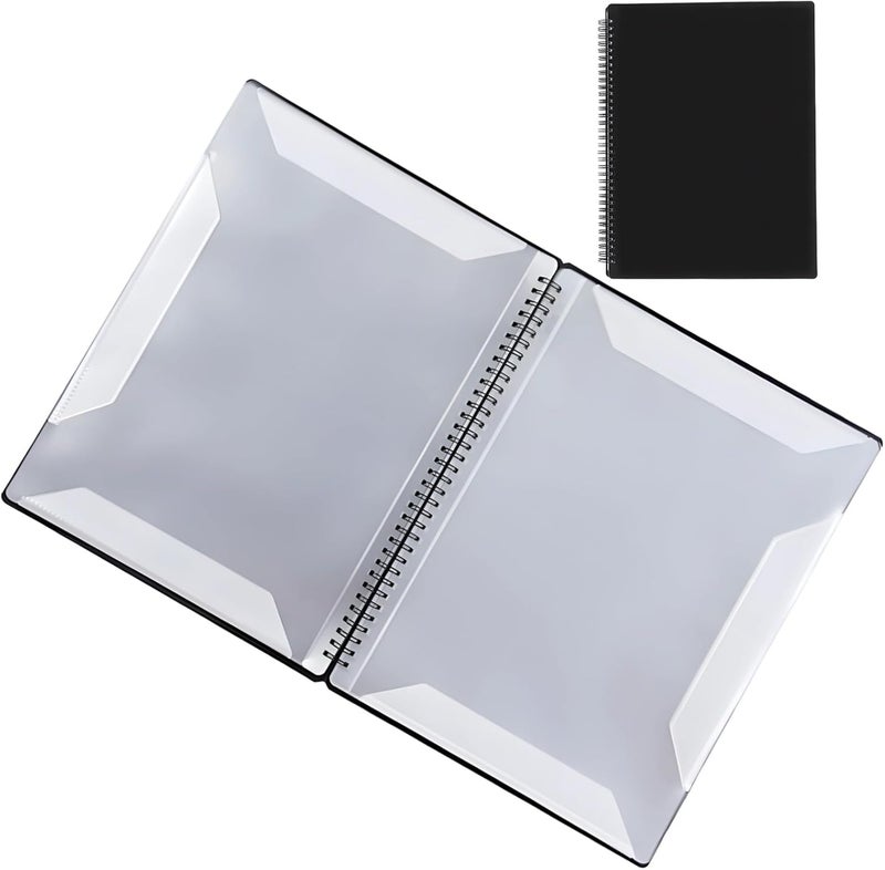 A4 Music Organizer With Treble Clef, 40 Non-Glare Pages, Spiral Bound For Musicians, Black Cover - Image 2