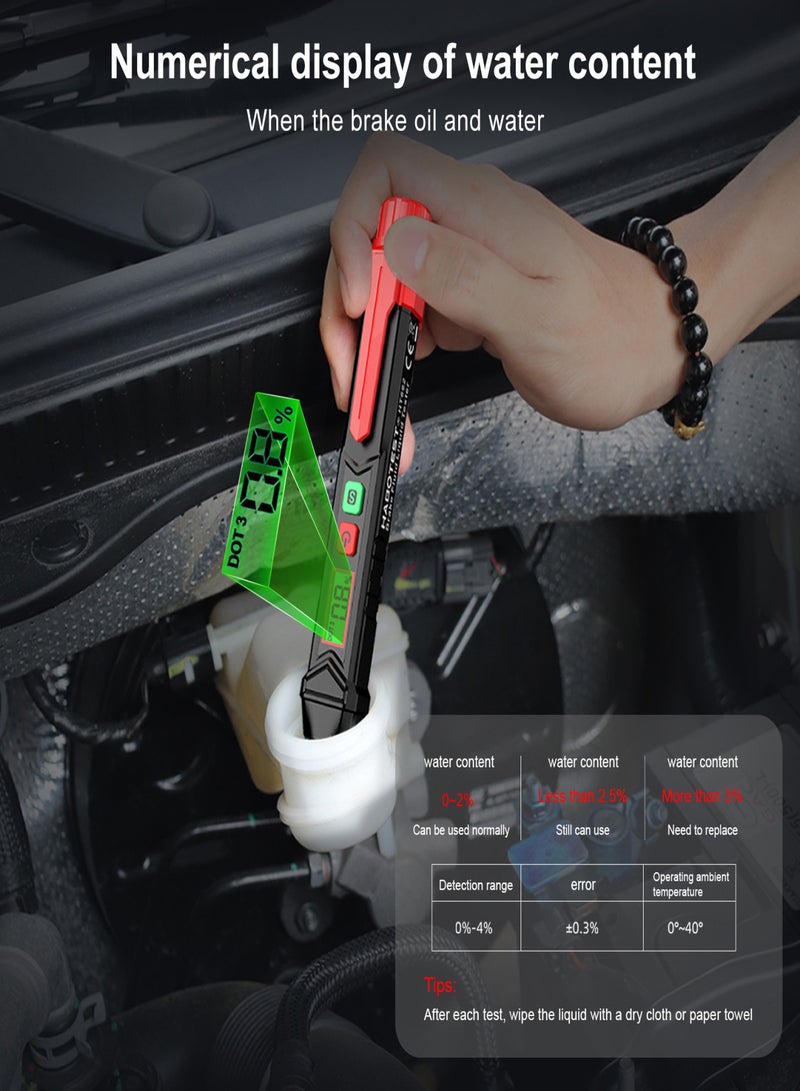 HABOTEST HABOTEST HT662 Brake Fluid Liquid Tester LCD Digital Brake Oil Detecting Pen Automobile Motorcycle Brake Fluid Content Detector with Sound Light Alarm 3-Color Backlight - Image 3