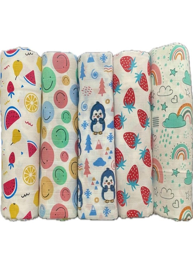 Reexplore Muslin Cotton Swaddle for Newborns | Ultra Soft Organic Baby Wrap Blanket | Lightweight Breathable Infant Sleeping Sheet | Large Size Baby Cloth for Feeding, Burping (100x100 cm, Pack of 5) - Image 1