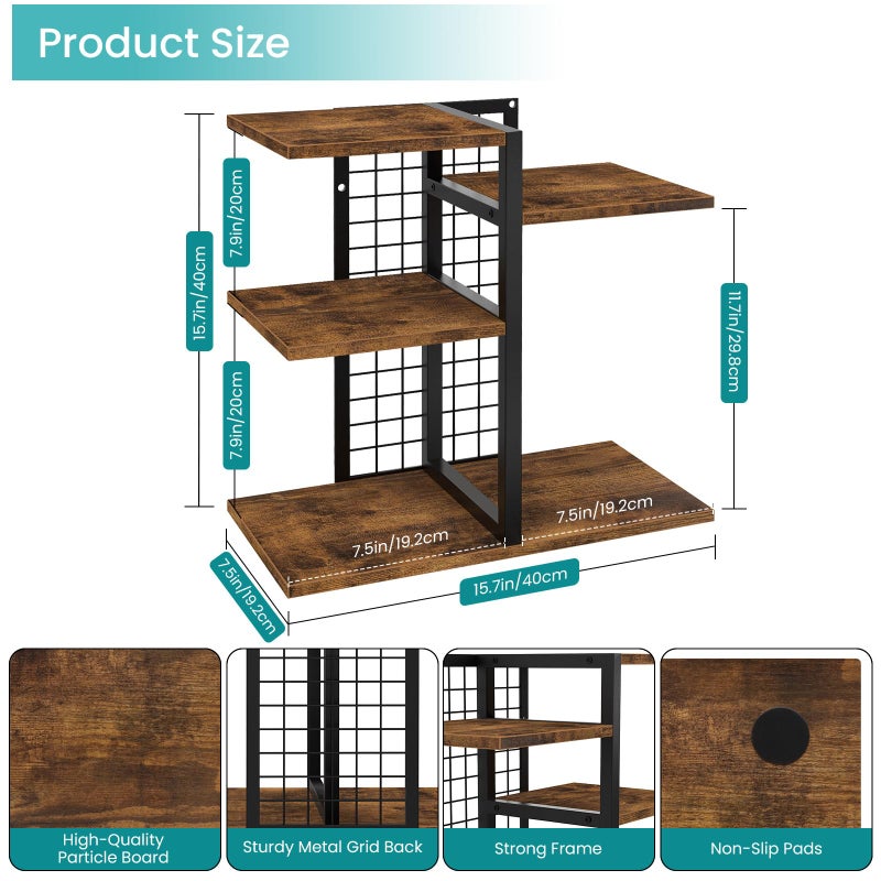 ELITEROO Desktop Shelf Organizer, 4-Tier Wooden Desk Bookshelf, Small Tabletop Book Shelf, Adjustable Display Rack for Home, Office, Dorm, Rustic Brown - Image 5