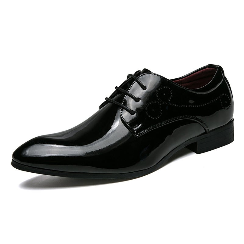 British Style Brogue Pointed Leather Shoes Korean Style Casual Po Studio Wedding Po White Men'S Shoes Hairstylist Shoes - Image 1