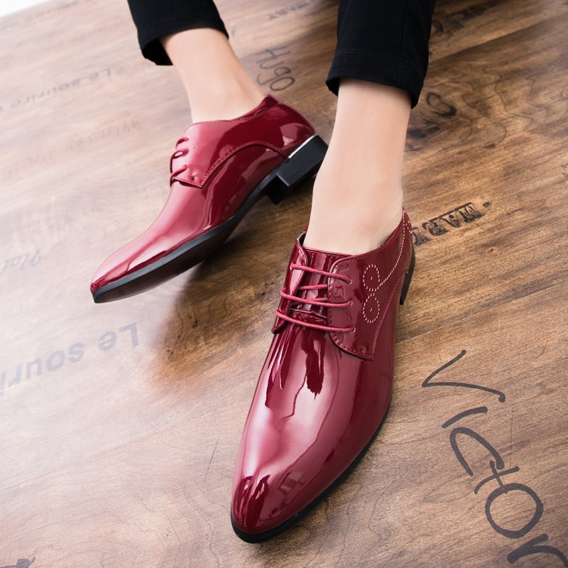 British Style Brogue Pointed Leather Shoes Korean Style Casual Po Studio Wedding Po White Men'S Shoes Hairstylist Shoes - Image 2