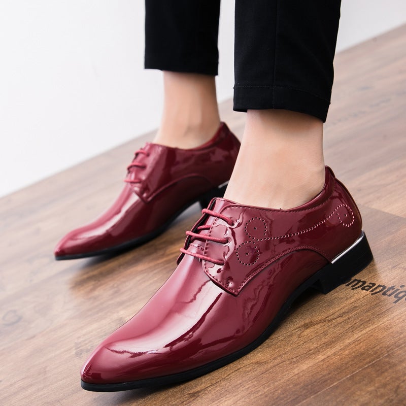British Style Brogue Pointed Leather Shoes Korean Style Casual Po Studio Wedding Po White Men'S Shoes Hairstylist Shoes - Image 3