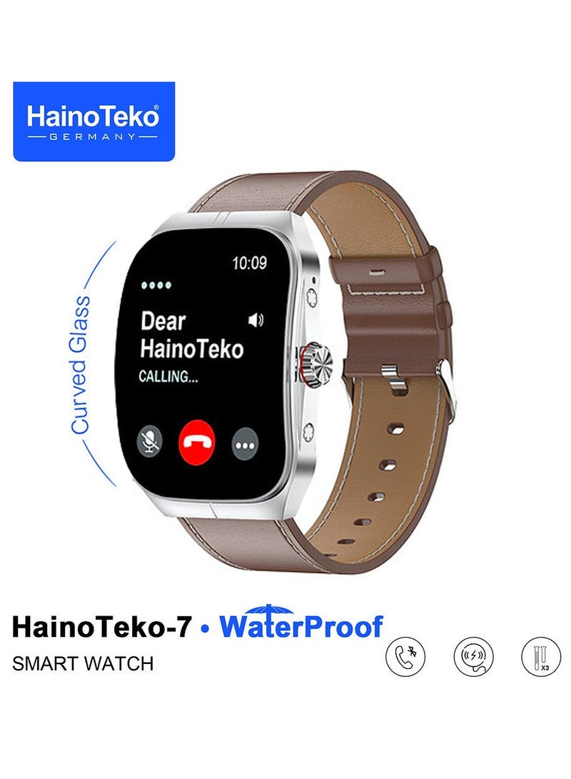Haino Teko HainoTeko-7 Curved AMOLED Display Waterproof Smartwatch with Voice Assistants 3 Straps and Charging Cable Designed For Ladies and Gents Silver - Image 2