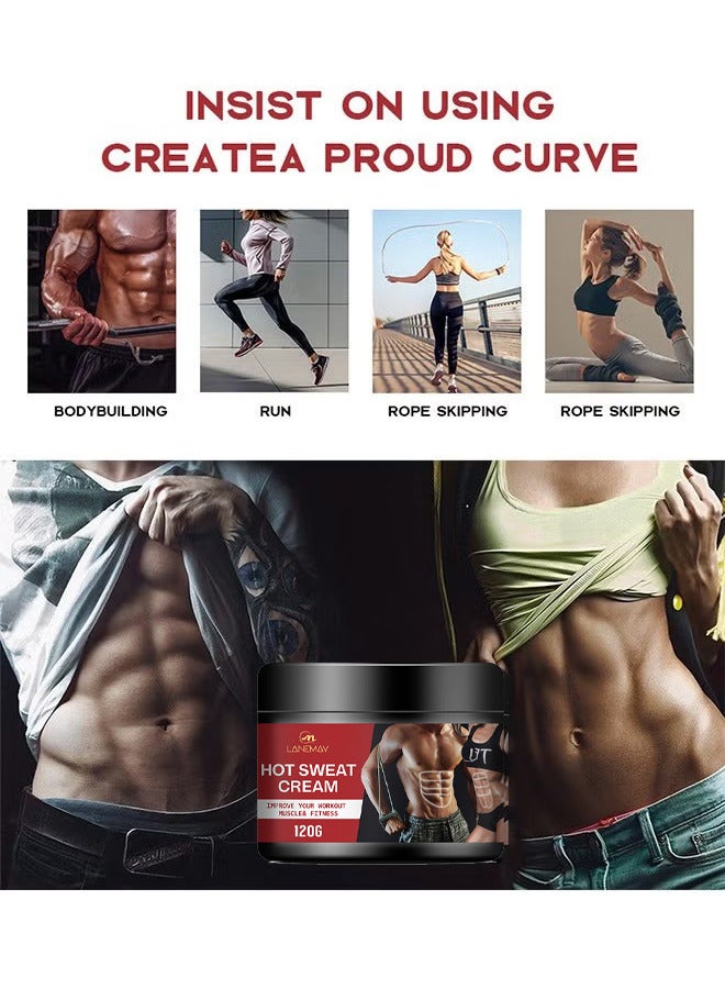لينماي كريم العرق الساخن ، كريم حرق الدهون للبطن ، جل محسن للتمارين النحيفة للنساء والرجال ، كريم تنحيف البطن وعلاج السيلوليت للفخذين والساقين والبطن والذراعين والأرداف 120 جرام - Image 4