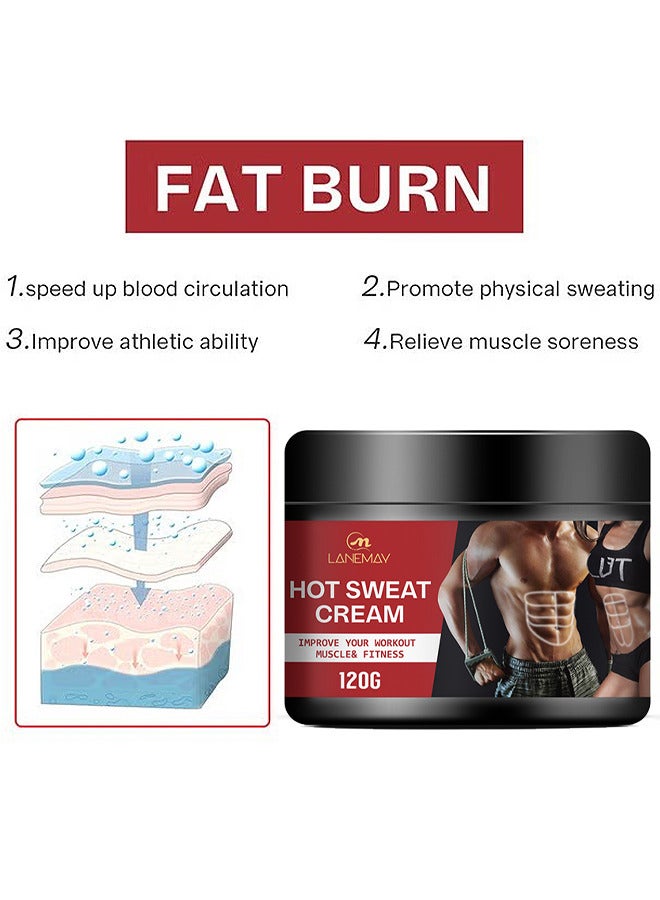 لينماي كريم العرق الساخن ، كريم حرق الدهون للبطن ، جل محسن للتمارين النحيفة للنساء والرجال ، كريم تنحيف البطن وعلاج السيلوليت للفخذين والساقين والبطن والذراعين والأرداف 120 جرام - Image 5