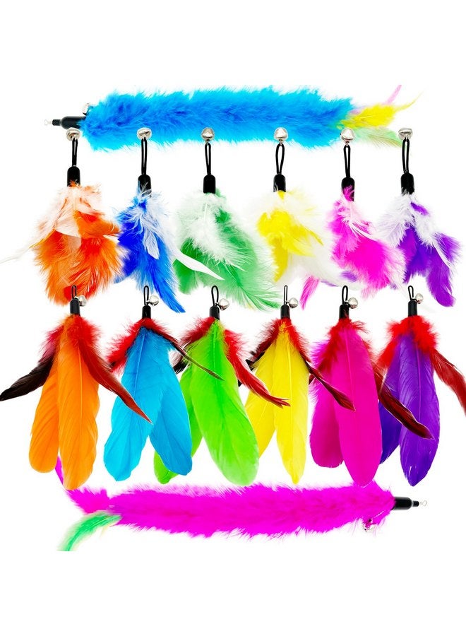 TIENAILING Cat Feather Toys Refills Cat Wand Replacement Feathers, 14 PCS Feathers Cat Toy Refills, Cat Toys Feathers for Cat Wand - Image 1