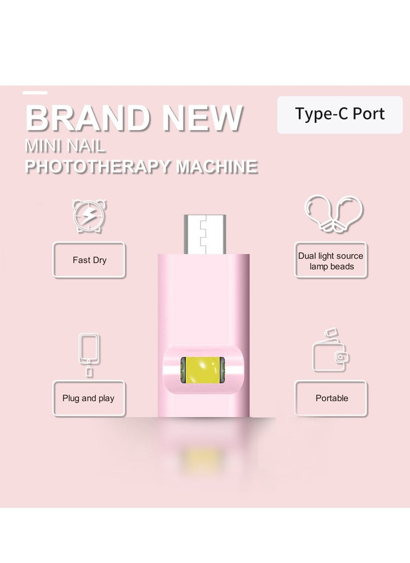 ماركة غير محددة مصباح أظافر ميني USB، مجفف طلاء الأظافر المحمول السريع الجفاف بأشعة فوق بنفسجية LED مع واجهة هاتف من نوع Type-C  - Image 5