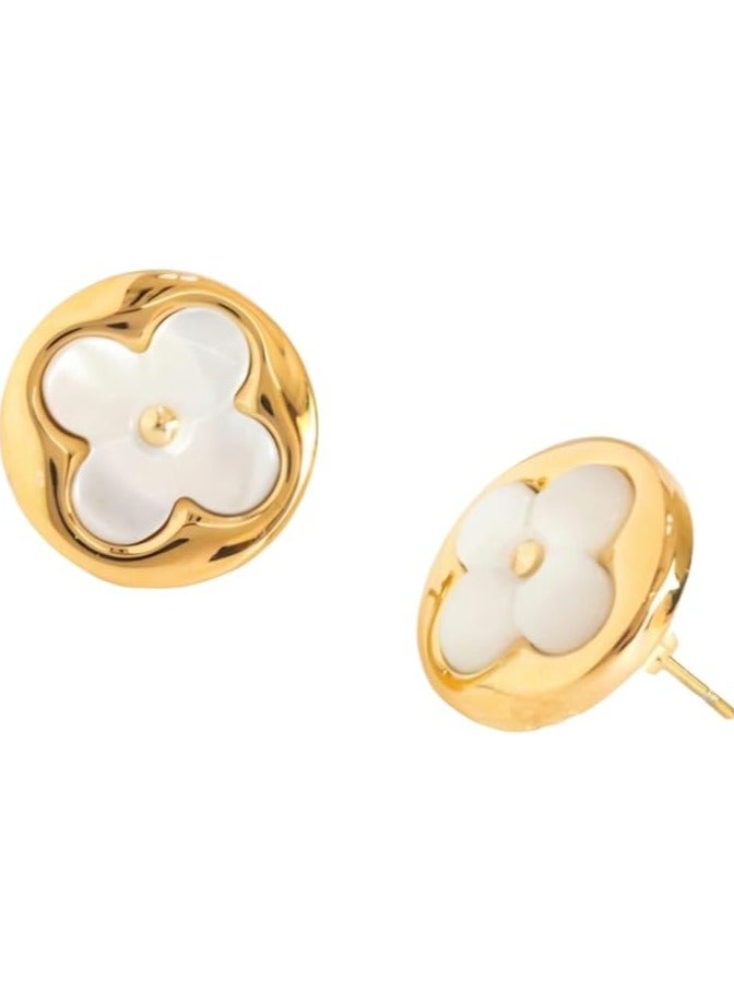 بونكا أقراط مرصعة باللؤلؤ الدائري الذهبي للنساء من بونكا - Image 1