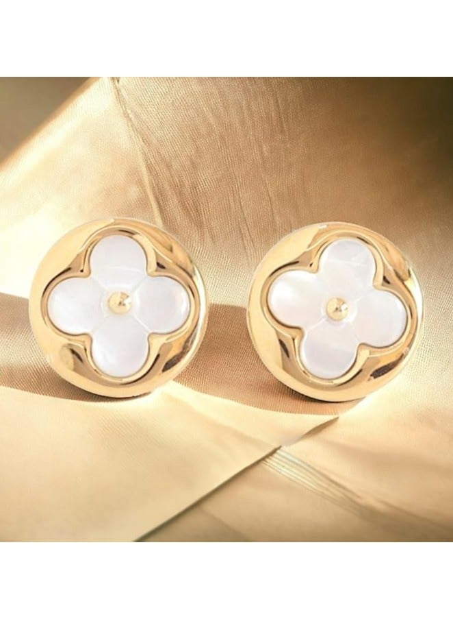 بونكا أقراط مرصعة باللؤلؤ الدائري الذهبي للنساء من بونكا - Image 3