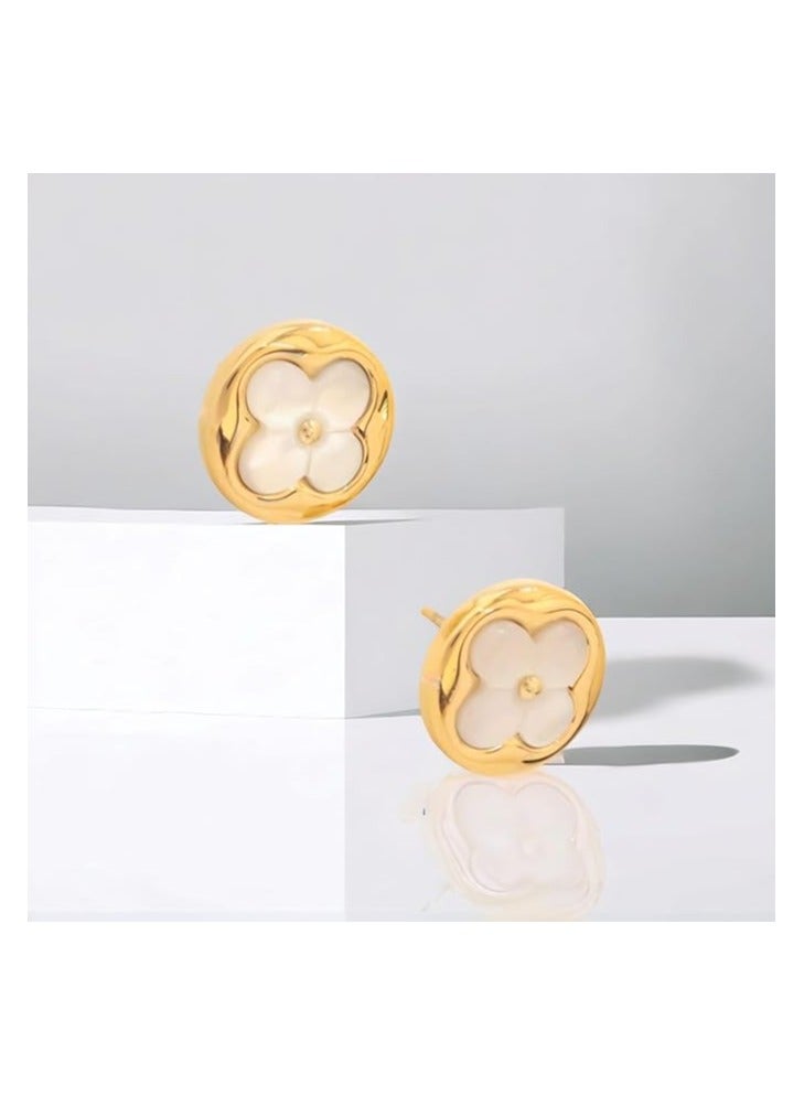 بونكا أقراط مرصعة باللؤلؤ الدائري الذهبي للنساء من بونكا - Image 2