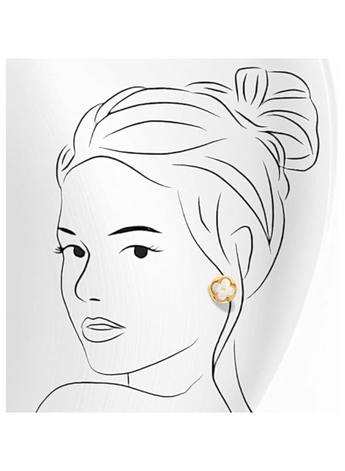 بونكا أقراط مرصعة باللؤلؤ الدائري الذهبي للنساء من بونكا - Image 4