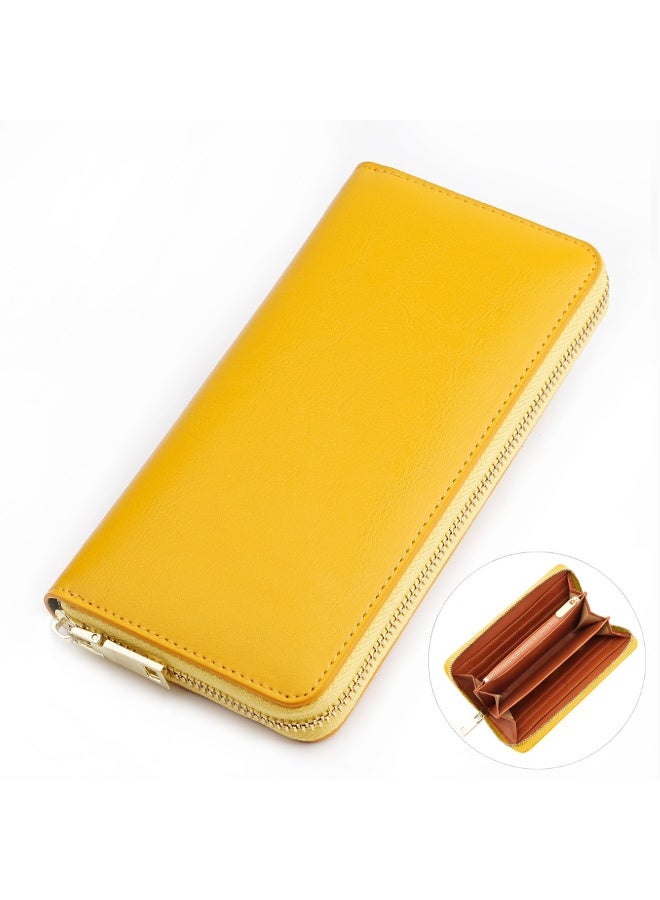 Mark Fairwhale Oil Wax Cowhide Leather Long Zipper Wallet 