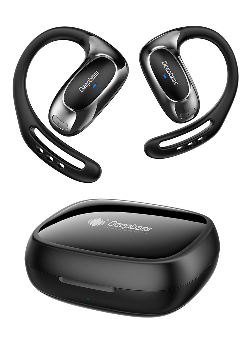 Deepbass AP10 OWS سماعات أذن لاسلكية – صوت عالي الدقة، تصميم رياضي، وصوت ستيريو 40mAh مع علبة شحن 200mAh - أسود - Image 1