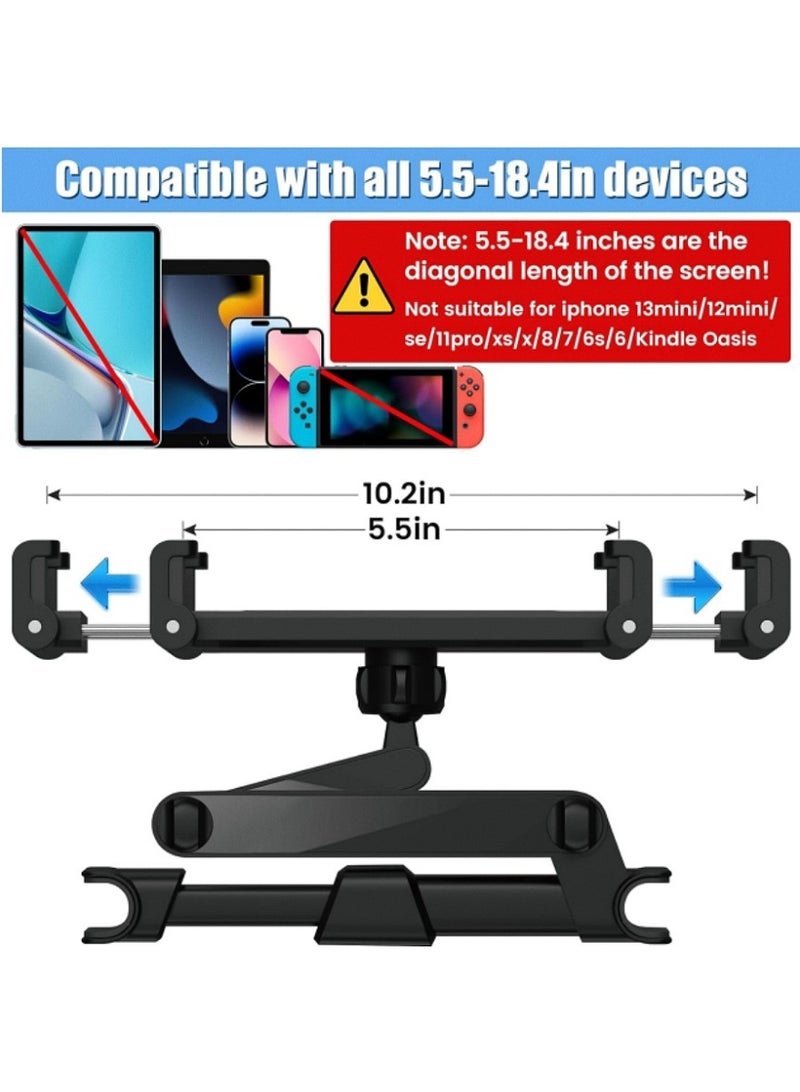 Kibee 2-Pack Tablet Holder for Car, 360° Rotatable and Retractable Car Phone Holder for Back Seat, Road Trip Essentials for 4.7–12.9 Inch Devices - Image 4