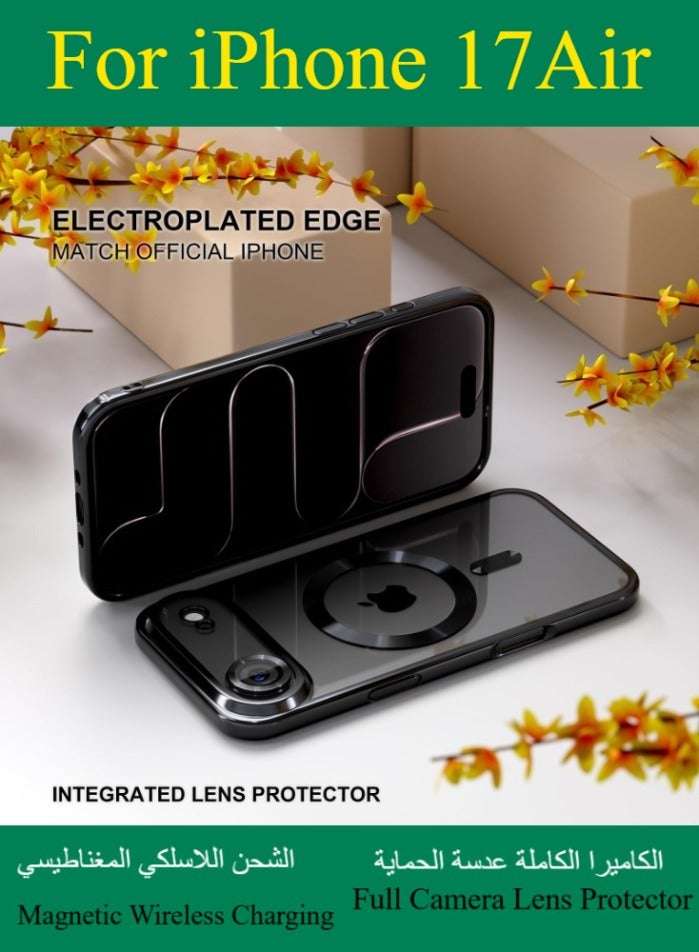 Dili Apple Black Case iPhone 17 Air  Magsafe Case Compatible with MagSafe [Never Yellowing] [Military Grade Drop Protection] Full Camera Lens Protector Plating Soft Clear Phone Case for Women and Men Cover - Image 5