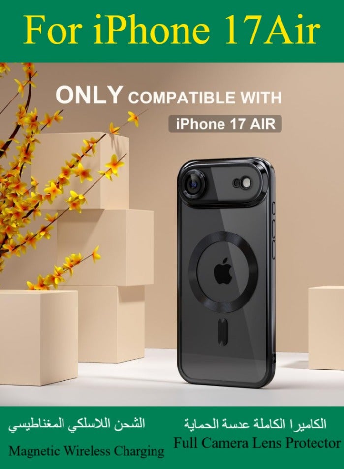 Dili Apple Black Case iPhone 17 Air  Magsafe Case Compatible with MagSafe [Never Yellowing] [Military Grade Drop Protection] Full Camera Lens Protector Plating Soft Clear Phone Case for Women and Men Cover - Image 1