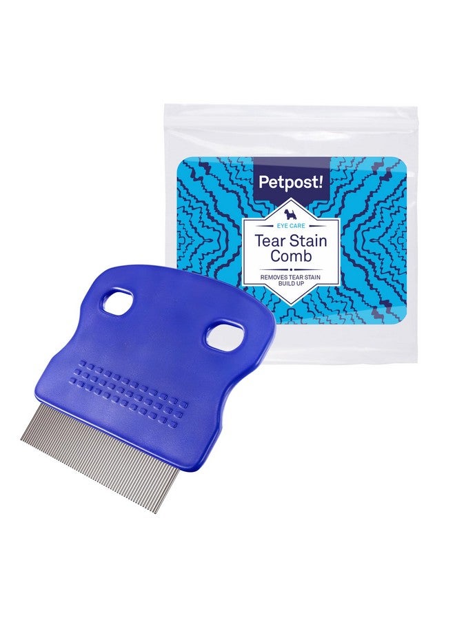 Petpost | Tear Stain Remover Comb for Dogs - Extra Fine Tooth Rake Gently & Effectively Gets Rid of Crust, Mucus, and Gunk Around Your Shih Tsu or Maltese Blue - Image 1