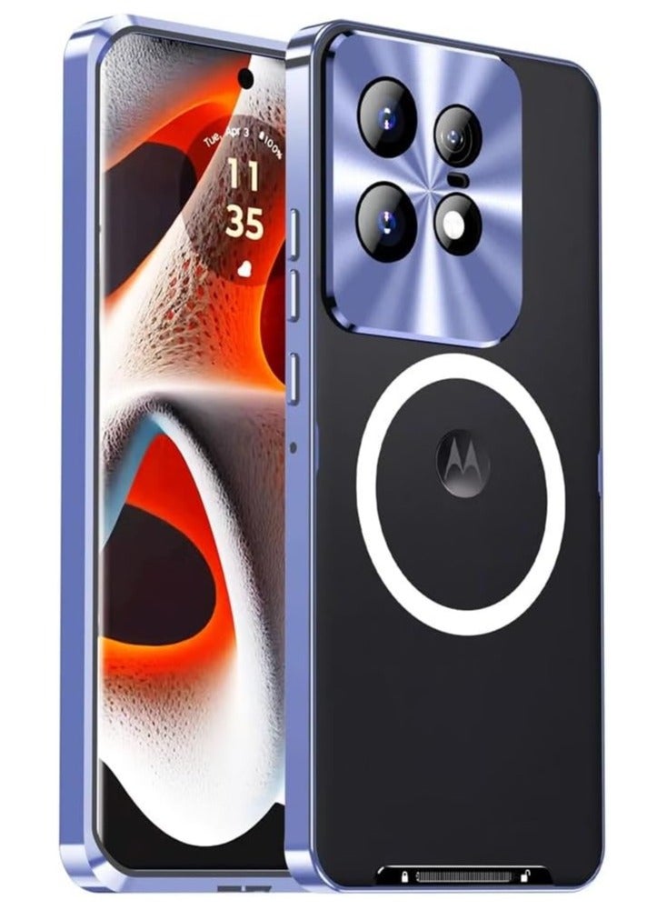 general Magnetic Case Compatible with Motorola Edge 50 Pro 5G, Metal Frame with Magnetic Charger Lens Protection Matte Translucent Shockproof Cover for Moto Edge 50 Pro