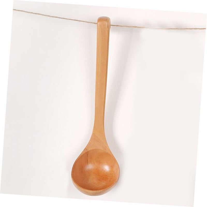 Large Wooden Soup Ladle Long Handle Natural Light Wood Kitchen Cooking Serving Spoon - Image 5