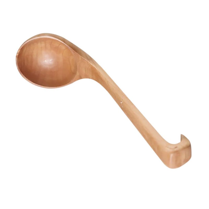 Large Wooden Soup Ladle Long Handle Natural Light Wood Kitchen Cooking Serving Spoon - Image 2