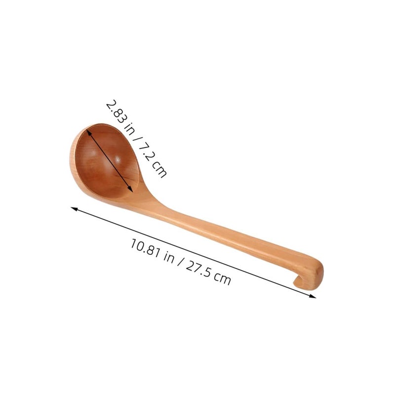 Large Wooden Soup Ladle Long Handle Natural Light Wood Kitchen Cooking Serving Spoon - Image 3