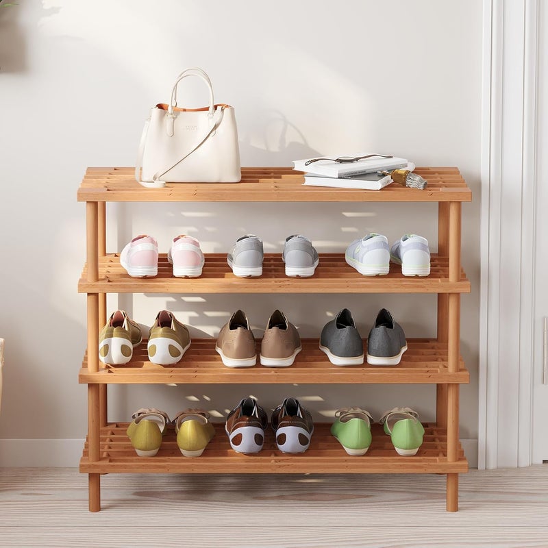 HOME CUBE HOME CUBE 4 Tier Wooden Shoe Rack for Home Shoe Storage Multipurpose Storage Shelves Shoe Stand for Chappal Slipper Sneakers Footwear Space Saving Portable Shoe Rack Kitchen Storage Rack - SR-05 - Image 3