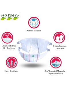 nateen حفاضات ناتين كومبي بلس للكبار، متوسطة الحجم، مقاس الخصر 95-125 سم، 10 حفاضات للكبار، مع طبقة عالية الامتصاص، مانعة للتسرب، ملابس داخلية للاستعمال مرة واحدة للرجال والنساء، قدرة امتصاص 1900 مل.  - Image 3