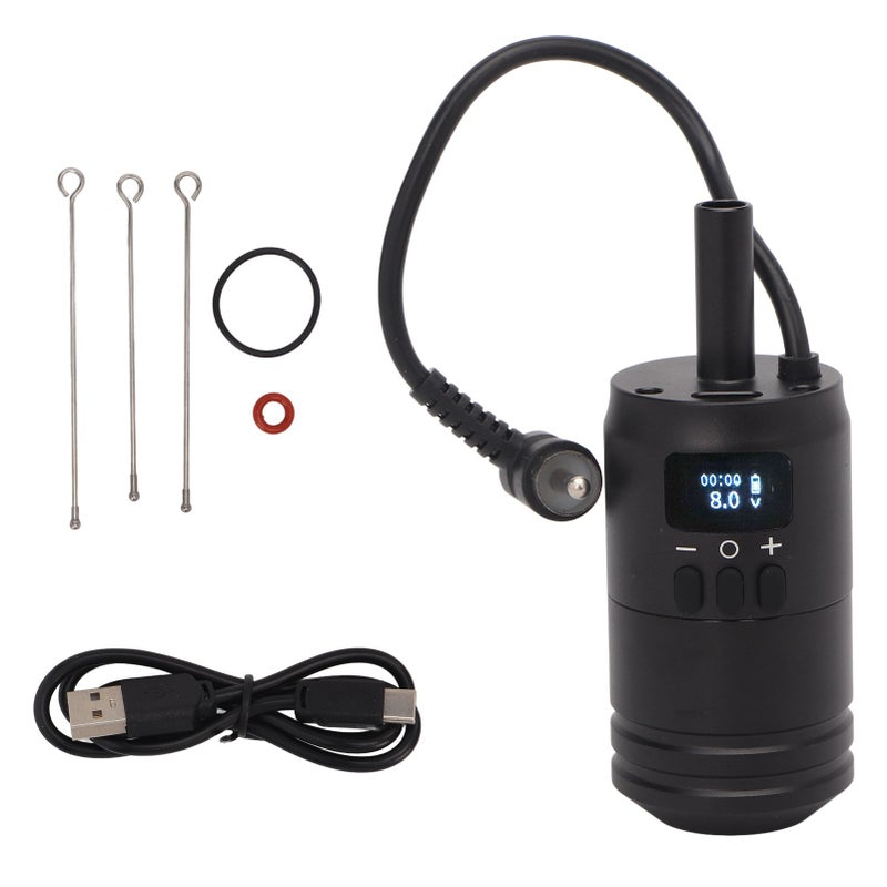 Wireless Tattoo Power Supply: 1600mAh Battery, 4 To 12V Adjustable, LCD Display - Comfortable Anti-Slip Ergonomic Handle, 2-In-1 Integrated Design, Adjustable Needle Stroke For Professional Tattoo Art - Image 1