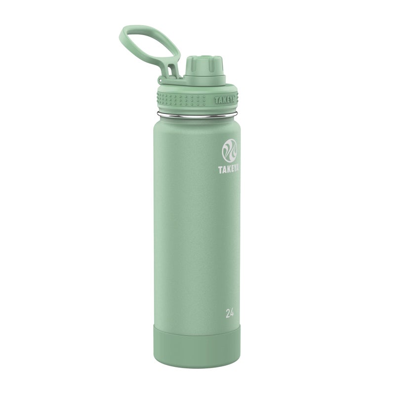 Takeya Actives Water Bottle with Spout Lid  Bottle with Double Stainless Steel Insulation  Dishwasher Safe  BPAFree  Bottle with Spout Lid  Removable Bumper  24 oz Cucumber