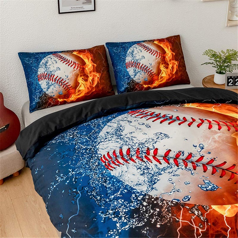 Homebed 3D Sports Baseball Bedding Set for Teen Boys,Duvet Cover Sets with Pillowcases,Twin Size 59â€x83â€,2PCS,1 Duvet Cover+1 Pillow sham - Image 4