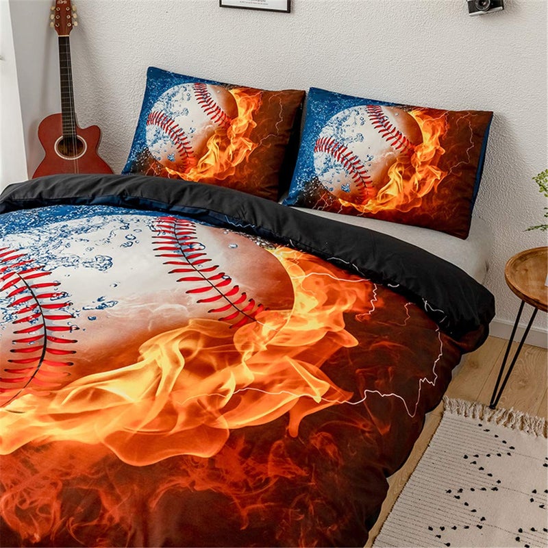 Homebed 3D Sports Baseball Bedding Set for Teen Boys,Duvet Cover Sets with Pillowcases,Twin Size 59â€x83â€,2PCS,1 Duvet Cover+1 Pillow sham - Image 3
