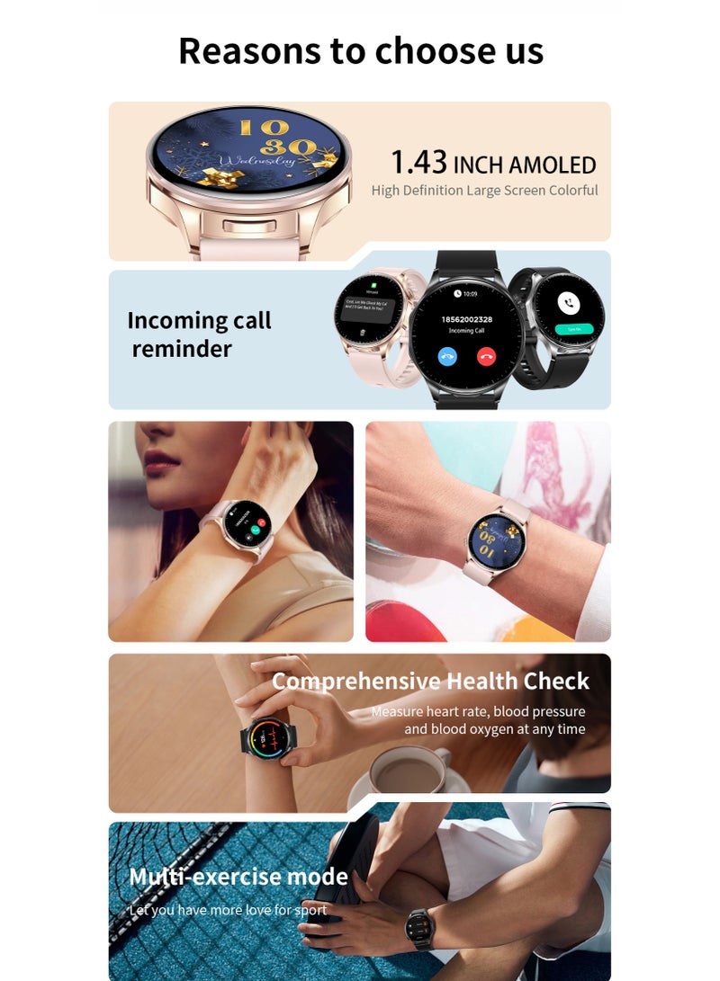 رولستيمي ساعة ذكية رياضية للرجال مقاومة للماء مع سماعة رأس لاسلكية مدمجة لمراقبة الصحة وضع متعدد الرياضات ، ومناسبة لعشاق الرياضة في الهواء الطلق (شريط أسود فضي) - Image 2